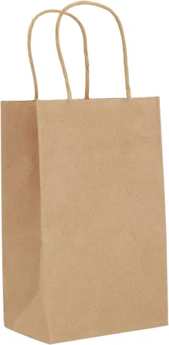Miniatura 8 de Juvale Mini bolsas de regalo con asas, bolsas de papel marrón para recuerdos de fiesta con asas, diseño largo y estrecho para ferias de bricolaje