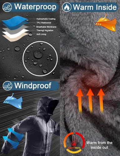 Miniatura 4 de GEMYSE Chaqueta de esquí impermeable para hombre, con aislamiento de invierno, resistente al viento, con capucha, Nieve