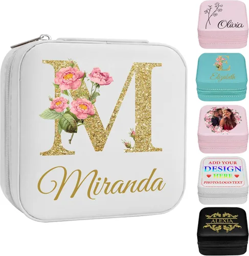 Miniatura 22 de Joyero personalizado con nombre, joyero de viaje portátil personalizado, organizador de joyas de cuero, cajas de dama de honor, boda, regalo