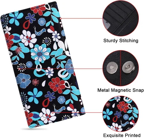 Miniatura 36 de HUA ANGEL Billetera para mujer, ultra delgada y delgada, con bloqueo RFID, tarjetero de crédito, doble embrague, carteras largas, regalo para A-ámbar
