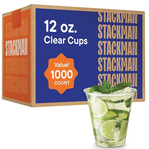 Miniatura 6 de Tapas planas de plástico PET transparente con ranura para popote (paquete de 1000) para 12, 16, 20, 24 onzas. Se adapta a vasos de plástico ultra