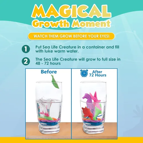 Miniatura 2 de IPIDIPI TOYS Juguetes acuáticos de criaturas marinas en crecimiento para niños – Paquete de 52 juguetes con temática marina para calcetines