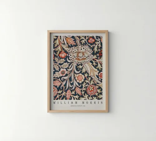 Miniatura 33 de Póster con impresión artística de gato negro, estilo William Morris, floral retro de mediados de siglo, botánico, victoriano, Academia oscura