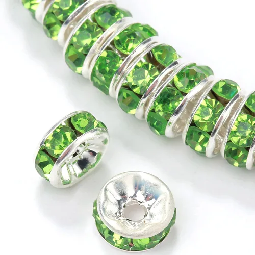 Miniatura 21 de Weebee 100 cuentas espaciadoras Rondelle, cuentas de cristal chapadas en plata, con diamantes de imitación checos, cuentas sueltas para hacer joyas