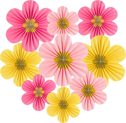 Miniatura 21 de SUNBEAUTY Abanicos de papel dorados y negros para fondo de fiesta de té, boda, primavera, cumpleaños, aula, baby shower, Halloween, decoración