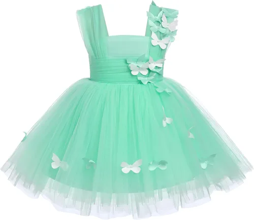 ODASDO Vestido de mariposa para bebés y niños pequeños, sin mangas, de tul alto, bajo, princesa, boda, ocasión especial, vestido de baile de noche