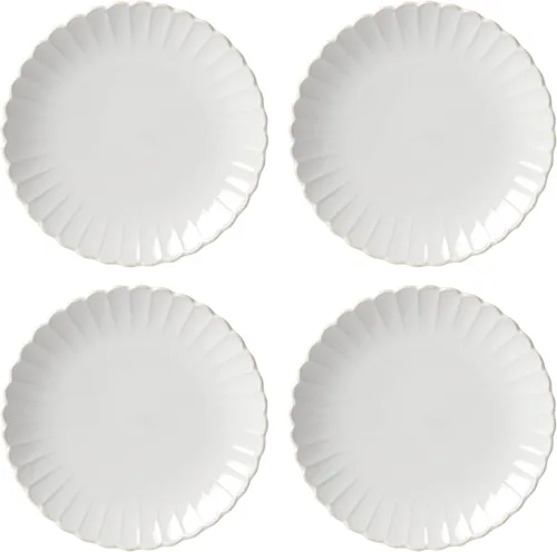 Miniatura 20 de Lenox Juego de vajilla de gres, vajilla francesa de 12 piezas para 4, color blanco perle festoneado, servicio para 4, apto para lavavajillas, juego