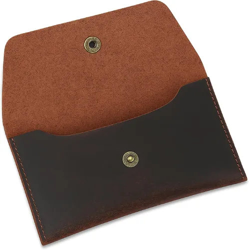Miniatura 11 de The Antiq - Cartera de viaje de piel auténtica para hombres y mujeres, organizador compacto con cierre de botón para dinero en efectivo, tarjetas