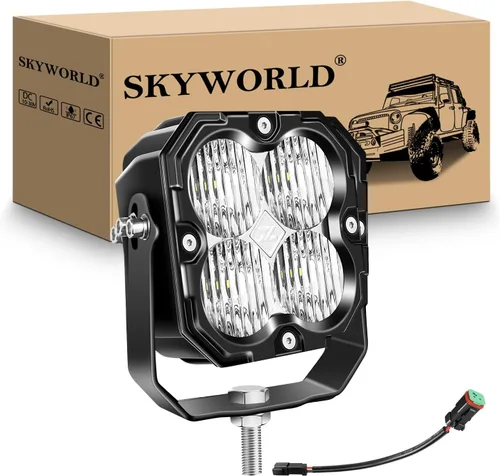Miniatura 25 de SKYWORLD Luz LED Cuadrada Tipo Pod de 4.3 pulgadas, 30W 2500 LM, Luz Antiniebla de Conducción Todoterreno para Carro 4x4 Camión UTE ATV Barco