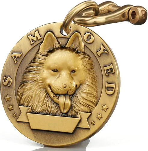 Miniatura 50 de Etiqueta de perro retro de cobre puro tridimensional con estampado de mascotas en relieve, etiquetas personalizadas para mascotas, etiquetas