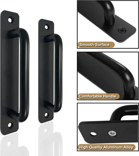 Miniatura 2 de Paquete de 2 manijas de gabinete negras de 5.8 pulgadas con placa base, tiradores de gabinete de aleación de aluminio, tiradores de cajón, manijas
