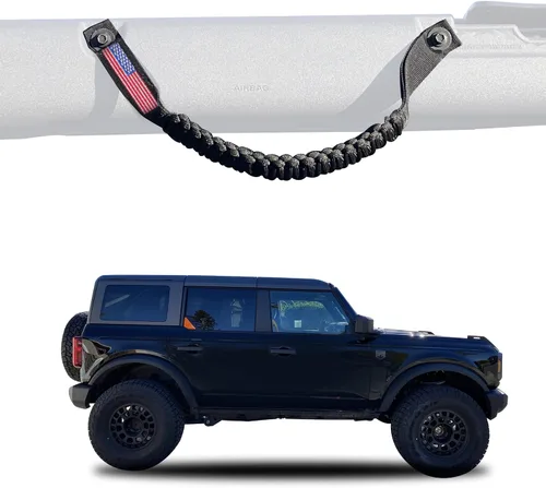 Miniatura 6 de Asas de agarre para barra antivuelco, mango de agarre de paracaídas para accesorios Ford Bronco 2021+, con diseño de bandera de EE. UU., paquete