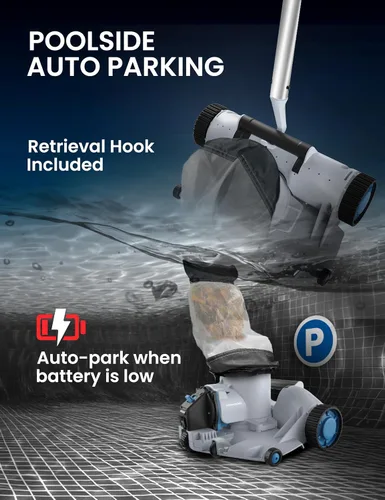 Miniatura 7 de Aspiradora robótica automática para piscinas, apertura de piscina resistente, entrada de succión ultra ancha de 360°, bolsa extragrande de 1.85