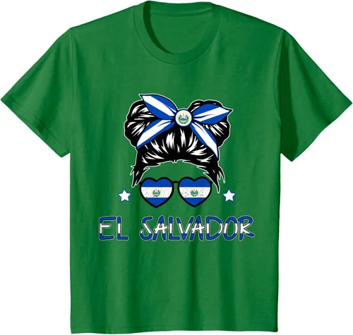 Miniatura 34 de Camiseta de El Salvador para Niñas Bandera Patrimonio Hispano Salvadoreño