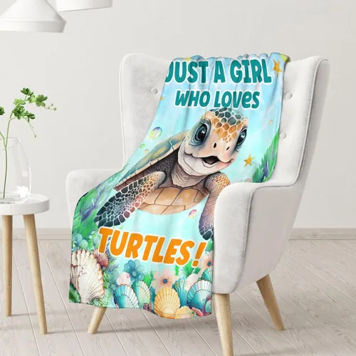 Miniatura 2 de Manta de tortuga para regalo, manta de 40 x 30 pulgadas, cálida, acogedora, suave, manta de regalo de tortuga marina para niñas y niños, decoración