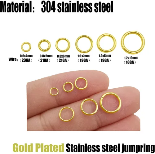 Miniatura 2 de 100 anillos divididos de acero inoxidable chapados en oro, anillos de salto para hacer joyas, collares, pulseras, aretes, llavero, manualidades