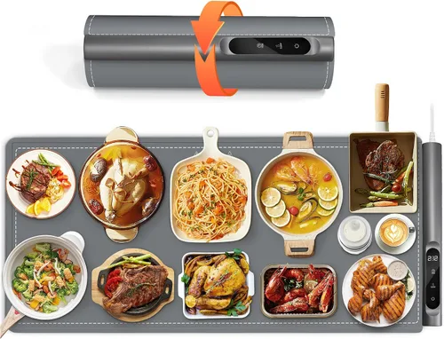 Miniatura 13 de Newise Tapete de calentamiento de grafeno mejorado para alimentos, bandeja de calentamiento eléctrico de calentamiento rápido con 6 ajustes