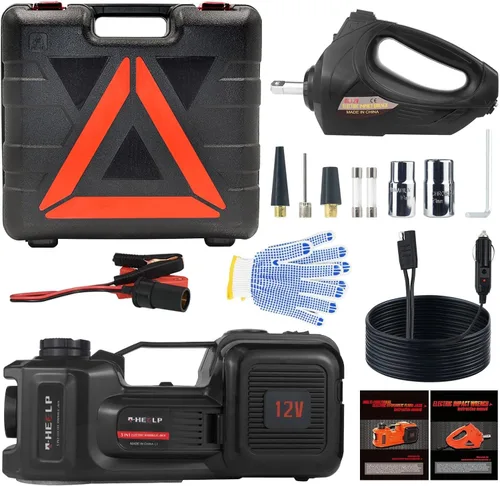 Miniatura 7 de E-HEELP Kit de gato eléctrico para coche hidráulico de 5 toneladas y 12 V (rango de elevación: 6.1 ~ 17.7 pulgadas) con llave de impacto eléctrica