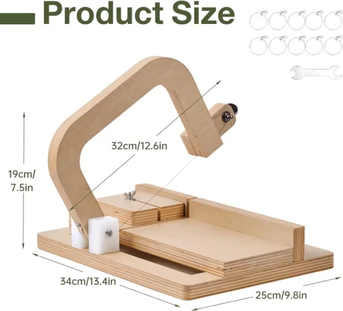 Miniatura 6 de Cortador de jabón de madera para hacer jabón, cortador de jabón de madera de alambre ajustable, herramienta de bricolaje para cortar y recortar