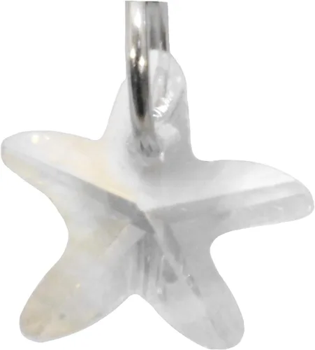 Miniatura 2 de Handcrafted Navel Ring Curved Barbell With Crystal Clear Rhinestone Inserts And A Clear Crystal Style Star Charm Dangle Belly Button Ring Body