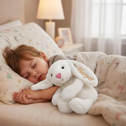 Miniatura 4 de TNYKER Conejito de Pascua personalizado para bebés, con nombre personalizado, conejito de peluche con orejas largas con monograma, muñeca de conejo