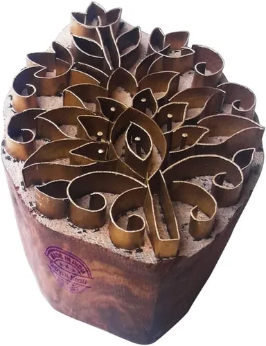 Miniatura 8 de Sello de Arcilla de Madera con Patrón de Loto de Latón para Impresión Rural BSCtag001