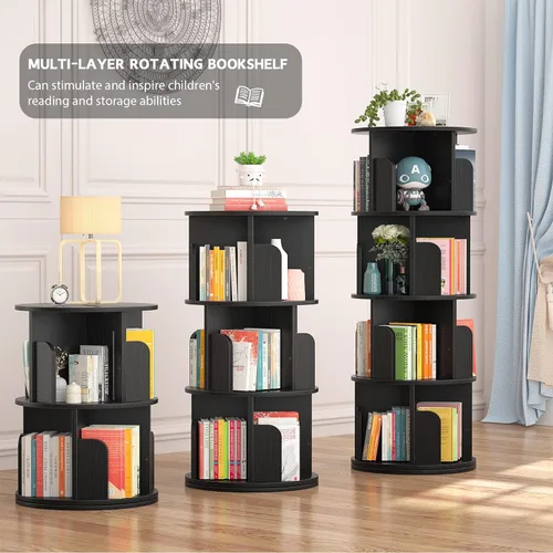 Miniatura 5 de Aheaplus Estantería giratoria, torre giratoria de 360 grados para espacios pequeños, estante de almacenamiento de 4 niveles, organizador estrecho