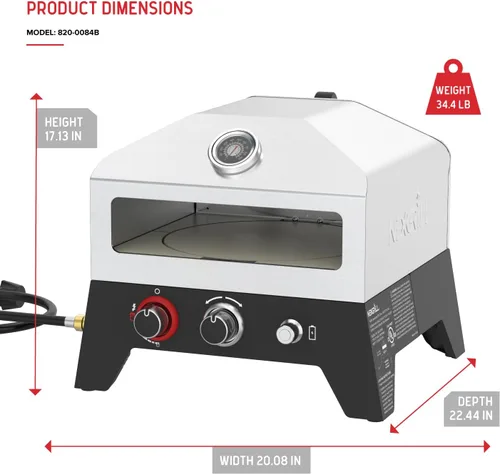 Miniatura 5 de Nexgrill Horno de pizza de gas para exteriores de 30 cm, estufa portátil de propano, parrilla para pizza, sistema de rotación fácil, cocina al aire