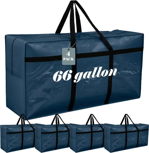 Miniatura 39 de 4 Piezas Bolsas de Mudanza Grandes con Cremallera y Asas Bolsas de Lona Tipo Duffle Plegables de Almacenamiento Extra Resistentes Extra Grandes