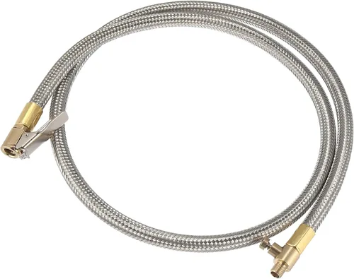 Miniatura 10 de X AUTOHAUX Flexible acero inoxidable 59.1 in 59" válvula de neumático conectar tubería de aire Chuck inflador compresor bomba manguera de extensión