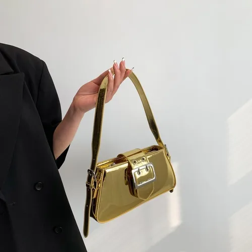 Miniatura 4 de Monederos metálicos para mujer, bolso de noche, bolso plateado, Y2K, brillante hobo cruzado, bolso de hombro, bolso de mano