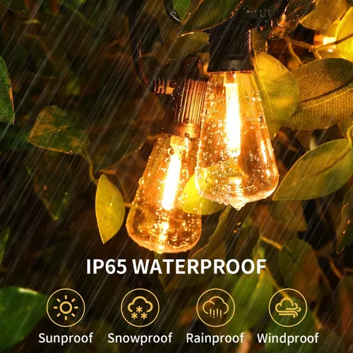 Miniatura 3 de ZOTOYI Guirnalda de luces para exteriores, luces de bistró de 25 pies con 13 bombillas LED ST38 inastillables, tira de luces conectables
