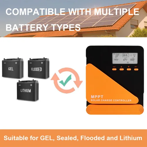 Miniatura 2 de SolaMr Controlador de carga solar MPPT actualizado de 20 A 50 V de 12 V/24 V, pantalla LCD controlador de panel solar con doble puerto USB