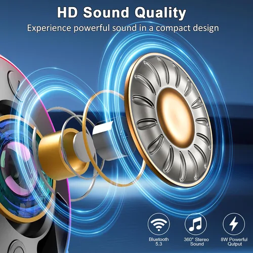 Miniatura 5 de Donerton Bluetooth Shower Speaker, Portable Bluetooth 5.4 Speaker with 360°HD Stereo Sound and Robust Bass, IPX7 Waterproof Speakers, LED Light