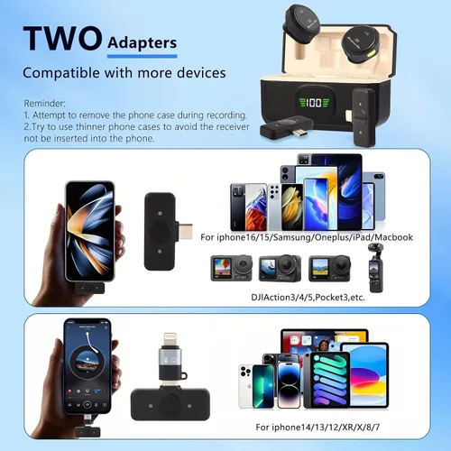 Miniatura 6 de Micrófono Lavalier personal inalámbrico de regalo con calcomanías culturales para iPhone 17/16/15/Android, cancelación de ruido, micrófono