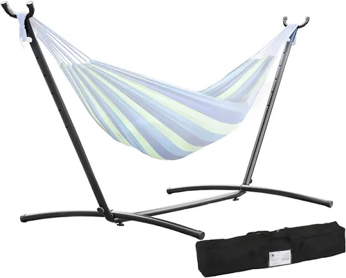 Miniatura 9 de FDW Soporte de hamaca portátil de 9 pies, soporte de hamaca resistente, soporte de acero portátil solo para patio al aire libre o interior con funda