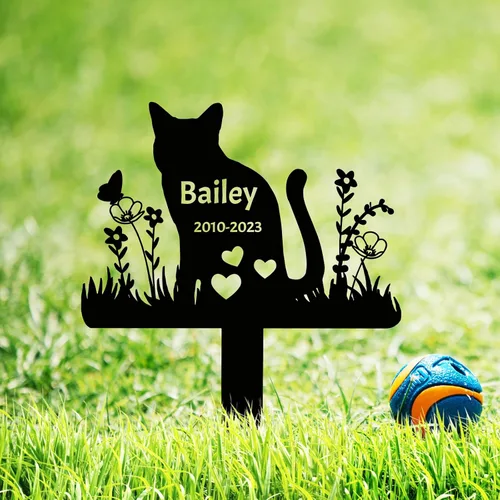 Miniatura 9 de Marcador de tumba conmemorativo de gato lunar personalizado, marcador de tumba de estaca conmemorativa de gato, estaca personalizada de luna y gato