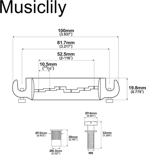 Miniatura 2 de Musiclily Pro 2.067 in - Cola de puente envolvente para guitarra Epiphone Les Paul Junior LP, color dorado Oro