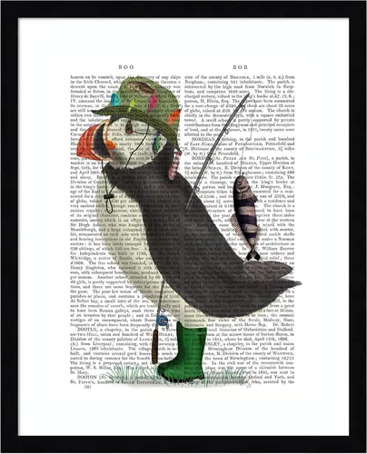 Miniatura 13 de Amanti Art Framed Wall Art Print 21x17 Puffin Fishing by Fab Funky, Animals Wall Art, Whimsical Decor, Small Poster Painting Artwork for Living
