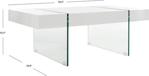 Miniatura 3 de Safavieh Página de inicio Jacob Mesa de centro con patas de vidrio y blanco Blanco/Vidrio