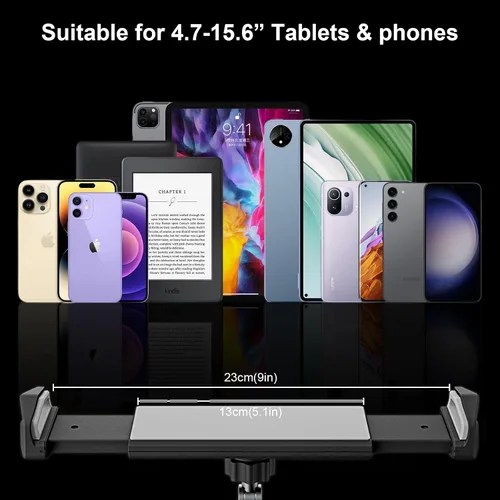 Miniatura 7 de Soporte ajustable para tablet de 360° para escritorio, soporte de brazo de tableta de aleación de aluminio compatible con iPad Pro/Air/Mini, Kindle