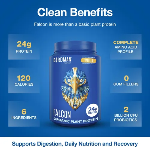 Miniatura 3 de BIRDMAN Falcon - Proteína vegana en polvo orgánica, sin stevia y sin azúcar, proteína a base de plantas, baja en carbohidratos, sin lácteos, keto