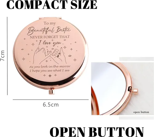 Miniatura 5 de GAOLZIUY Regalos para mejores amigas, regalos de amistad para mujeres, regalos de cumpleaños para mejores amigas, espejo de maquillaje compacto
