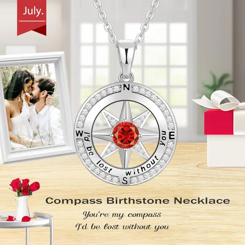 Miniatura 28 de Peeshow Collar para mujer, brújula, piedra natal, joyería de cumpleaños, aniversario, ideas para su novia, regalo romántico de amor en Navidad, día