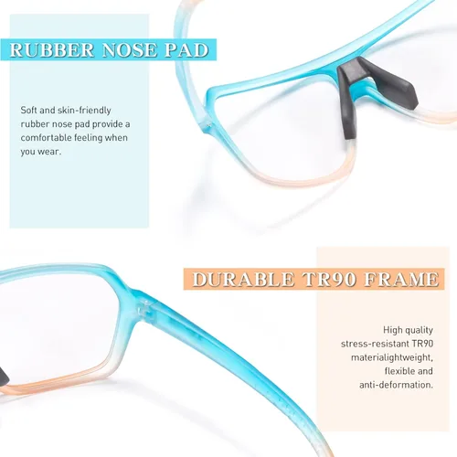 Miniatura 4 de KAPVOE Gafas de ciclismo fotocromáticas para hombres y mujeres, gafas de sol deportivas MTB para ciclismo, protección UV Azul transparente negro