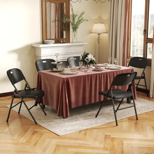 Miniatura 5 de Paquete de 10 Sillas Plegables, Límite de Peso de 800 libras, Silla Plegable de Plástico Resistente, Asiento Portátil para Eventos en Interiores