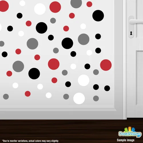 Miniatura 2 de Calcomanías de pared de vinilo rojo/blanco/negro/gris, círculos de 2 y 4 pulgadas (300 calcomanías)