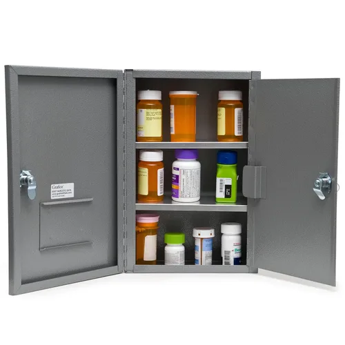 Graham-Field Botiquín con cierre - Almacenamiento seguro para narcóticos, medicamentos y medicamentos - Puertas dobles y cerraduras de acero
