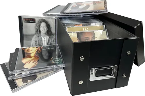 CheckOutStore Caja de almacenamiento para CD Jewel Cases - Organiza y protege tu colección de música - Capacidad para 29 CD - Fácil montaje - Diseño
