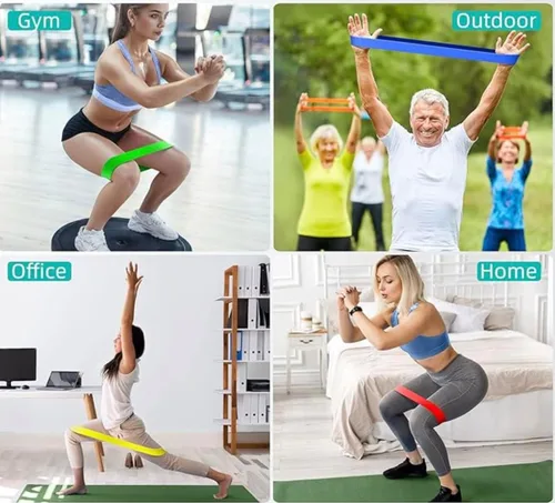 Miniatura 4 de Juego de bandas de resistencia para entrenamiento – Paquete de 5 bandas duraderas para entrenamiento de fuerza, terapia física, yoga, pilates